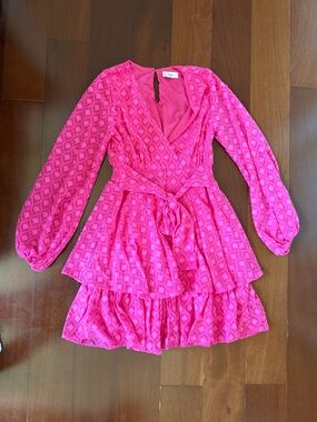Japan Hot Pink Tiered Wrap Dress with Belt